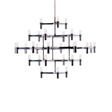 Modern Indoor Led Glass Chandelier Silver Metal Pendant Light